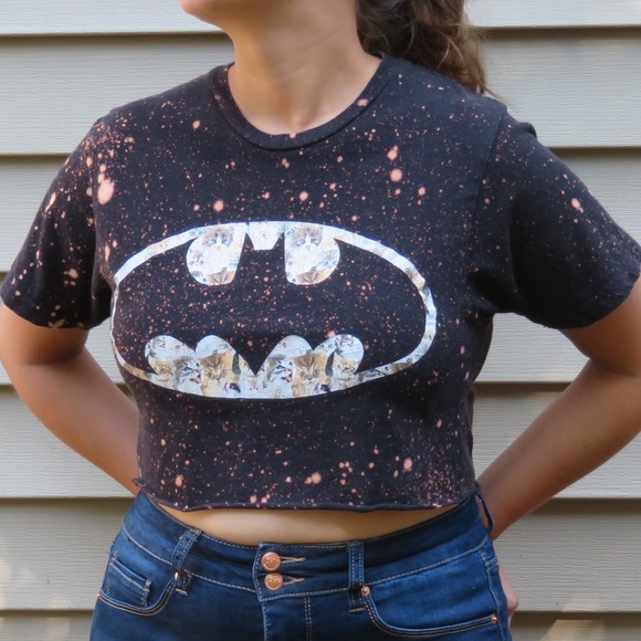 DC Comics Tops - DC Batman Kitten Custom Bleach Crop Top sz S